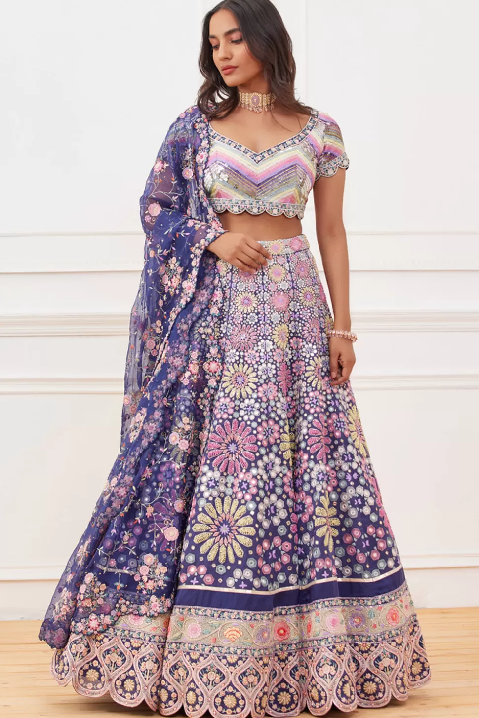 Lehenga Sets<Rahul Mishra Aaina Hand Embroidered Lehenga Set