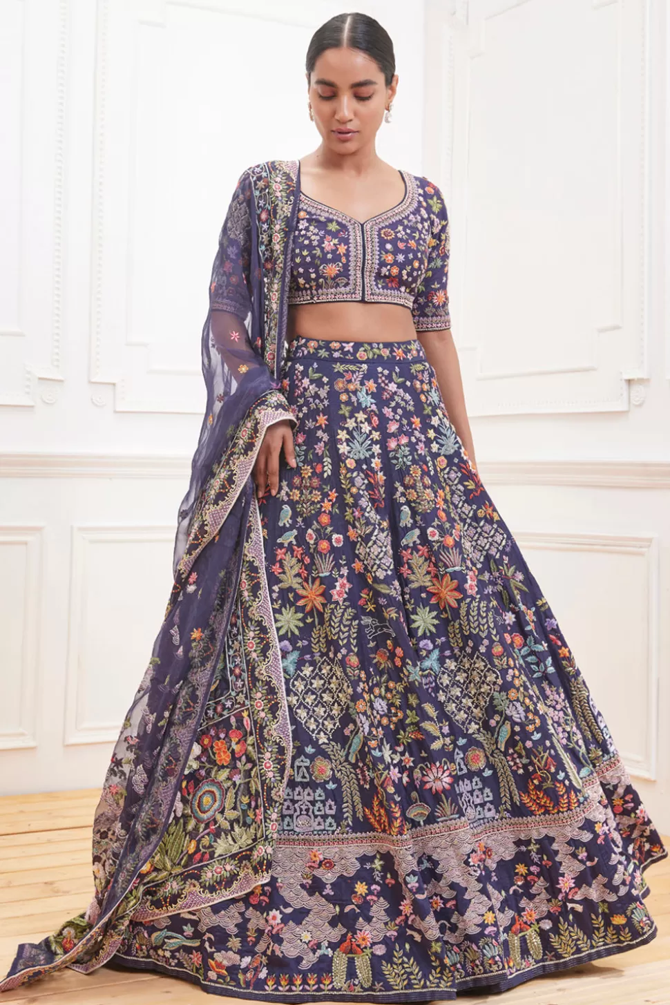 Lehenga Sets<Rahul Mishra Bidri Hand Embroidered Lehenga Set
