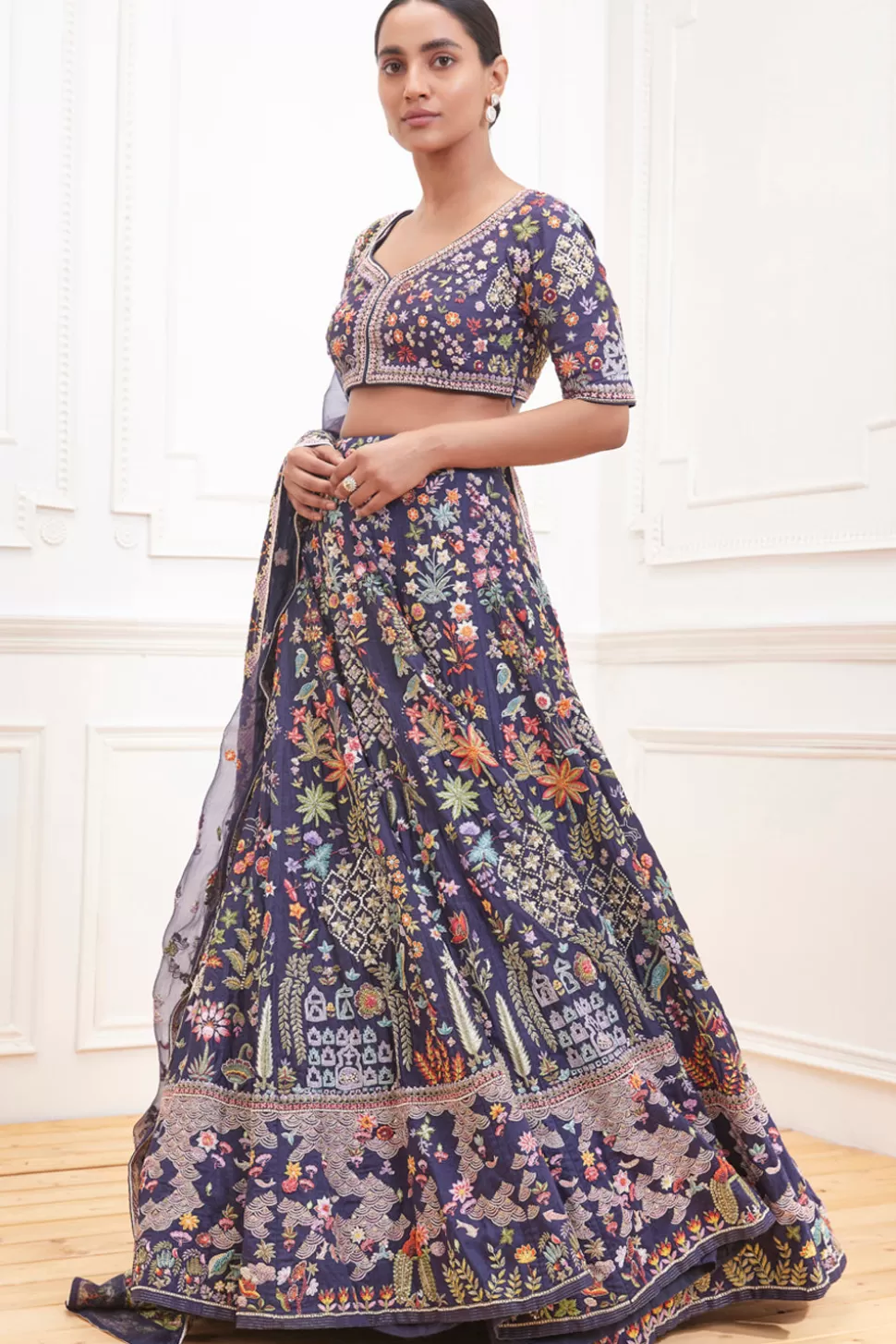 Lehenga Sets<Rahul Mishra Bidri Hand Embroidered Lehenga Set