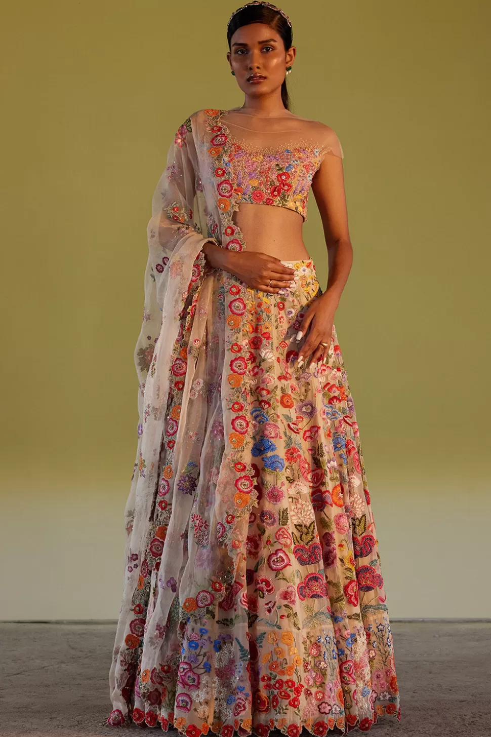 Lehenga Sets<Rahul Mishra Hand Embroidered Poppy Lehenga Set