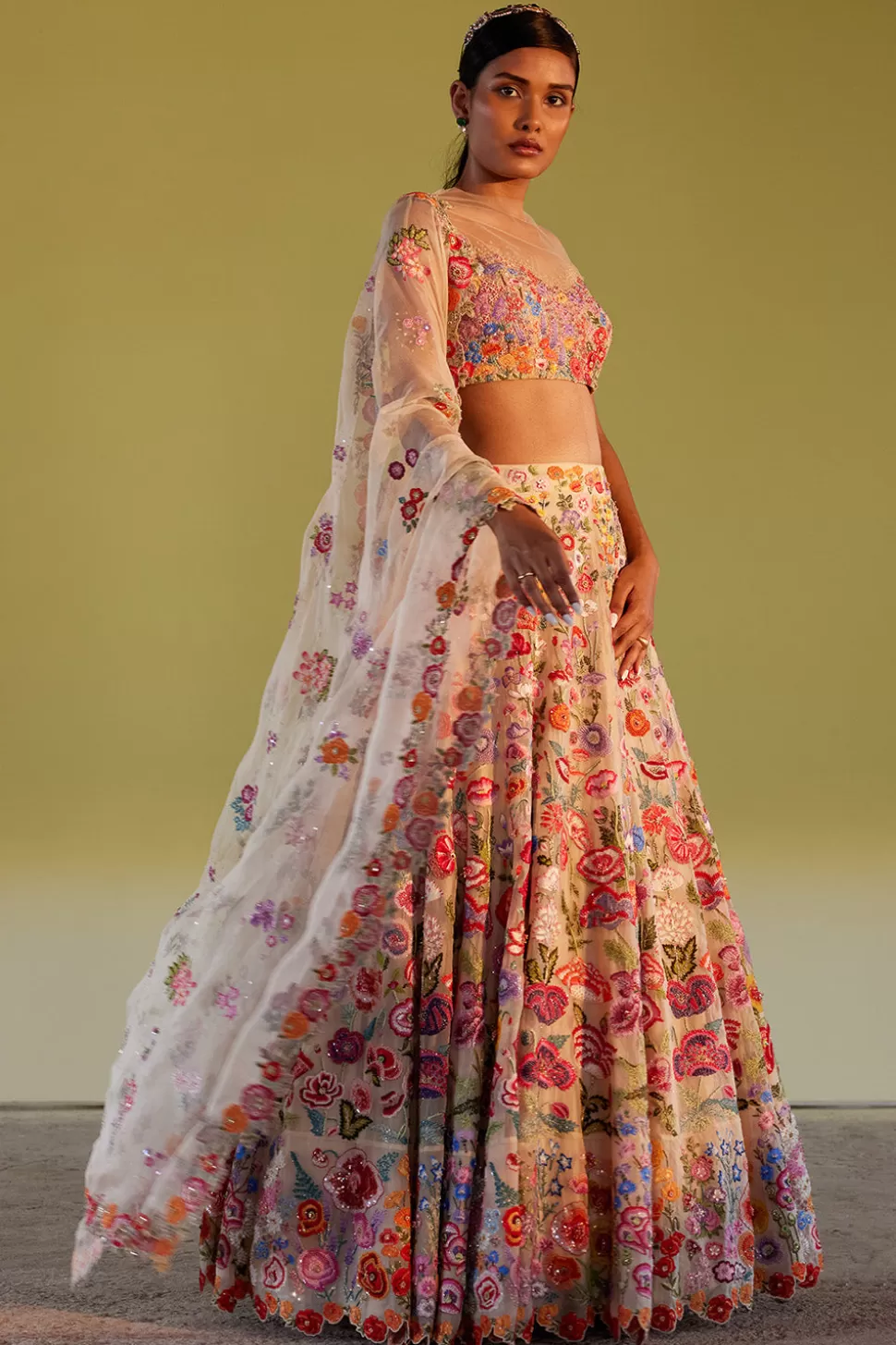 Lehenga Sets<Rahul Mishra Hand Embroidered Poppy Lehenga Set