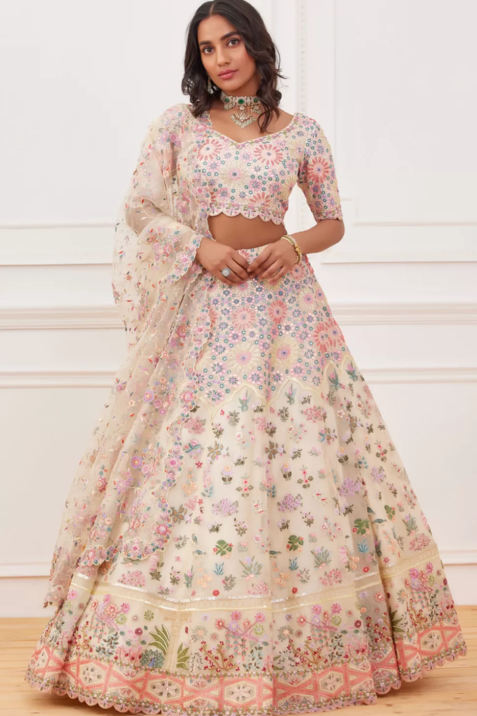 Lehenga Sets<Rahul Mishra Meena Jharokha Hand Embroidered Lehenga Set