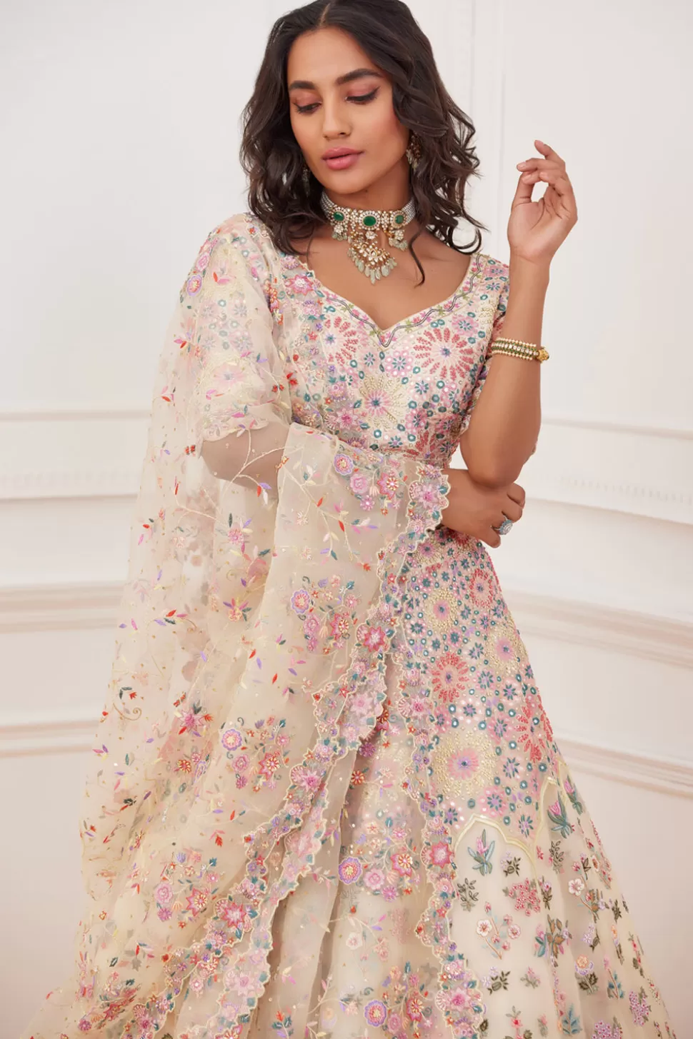 Lehenga Sets<Rahul Mishra Meena Jharokha Hand Embroidered Lehenga Set